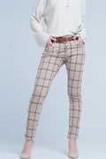 Houndstooth Check Button-Front Pants | Q2