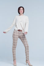 Houndstooth Check Button-Front Pants | Q2
