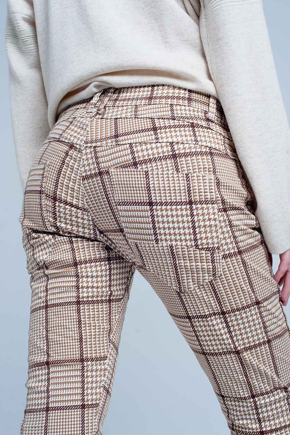 Houndstooth Check Button-Front Pants | Q2