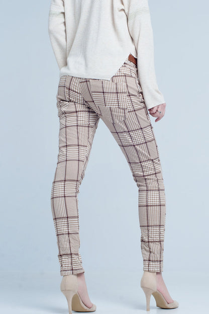 Tailored Check Slim-Fit Button-Front Pants
