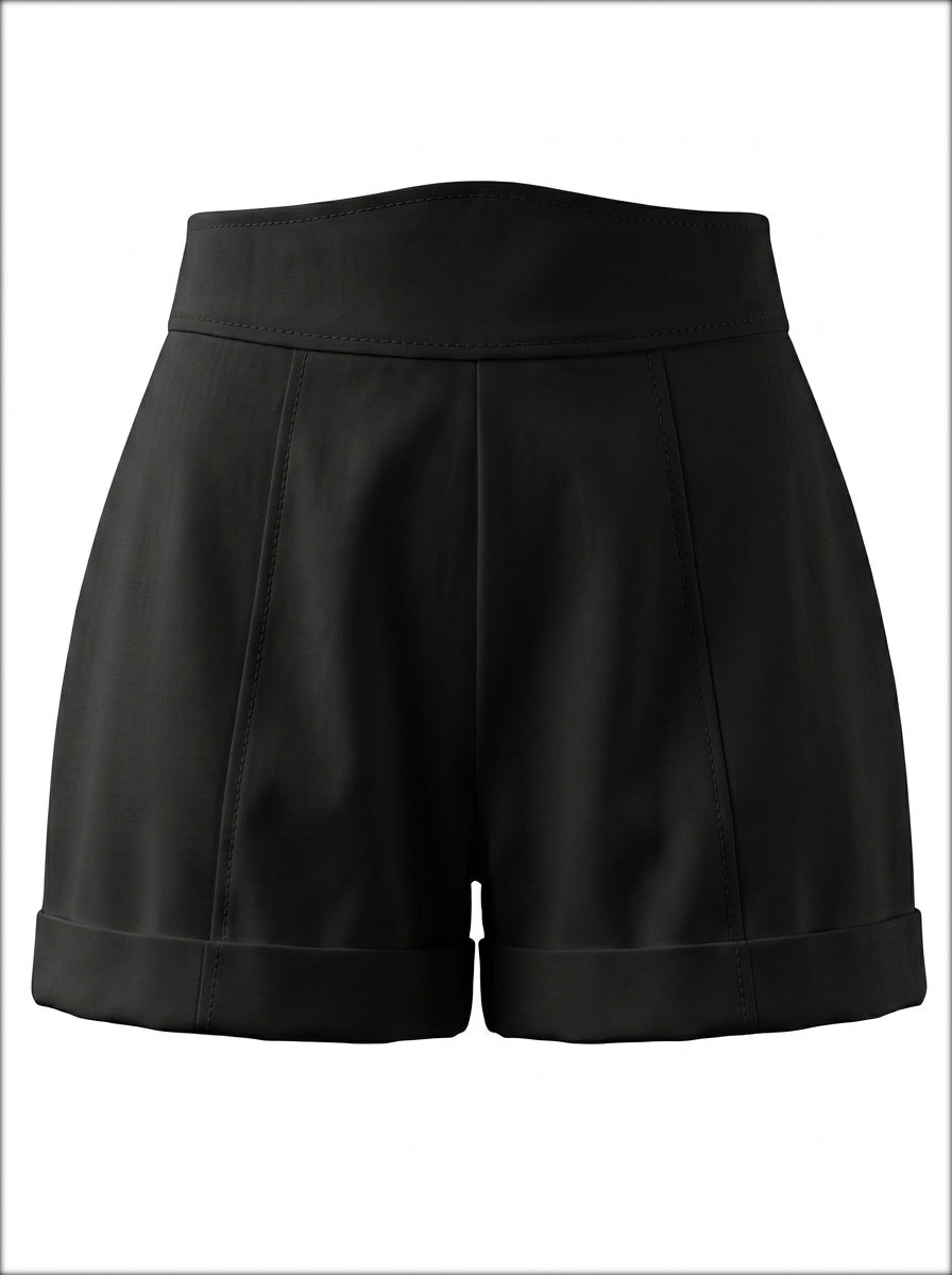 LB High-Waisted Shorts in Solid Black