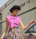 Pretty in Pink Bow Top in hot pink cotton with an oversized neck bow