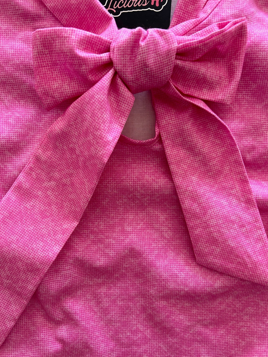 Pretty in Pink Bow Top in hot pink cotton with an oversized neck bow