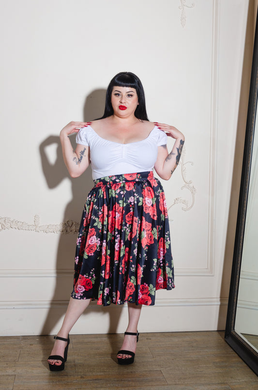 Grey J'Adore Bella Roses Plus Size Stretch Leggings | Pinup Couture Relaxed