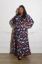 Swann 70s Maxi Dress in Insect Print Crepe | Laura Byrnes