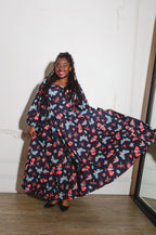 Swann 70s Maxi Dress in Insect Print Crepe | Laura Byrnes