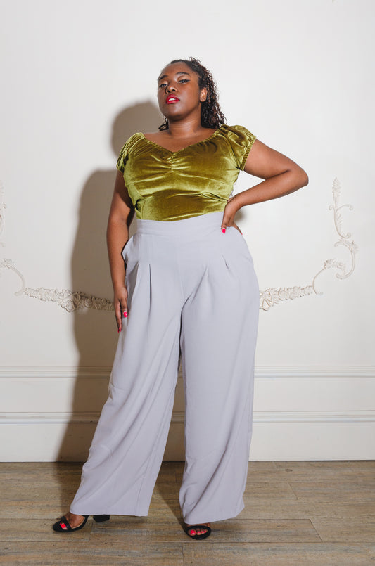 Natalie Top in Olive Velvet | Pinup Couture