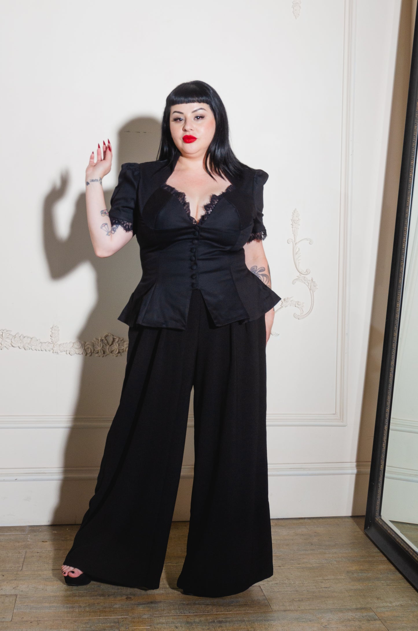 Lilith Wiggle Dress in Black Velvet | Laura Byrnes Design