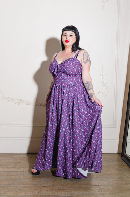 Final Sale - Linda Maxi Gown in Crown Print Crepe | Laura Byrnes & Hope Johnstun