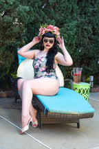 Devon Green Caledonia Bella Roses Strappy One-piece Swimsuit