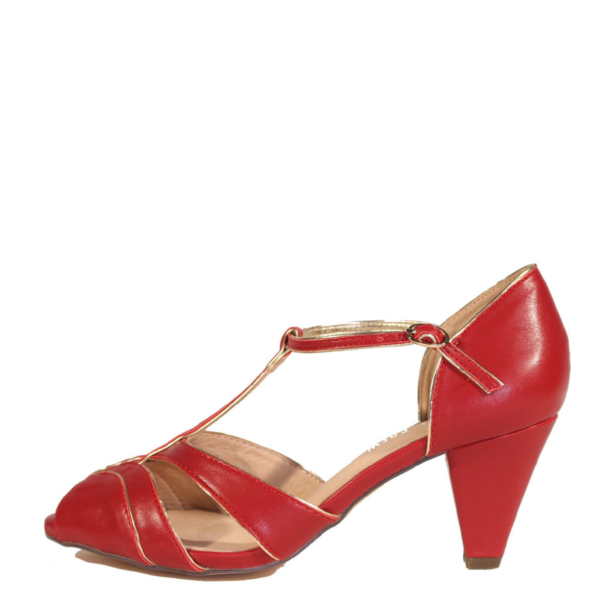 Penelope T-Strap Heels in red by Pinup Girl Clothing