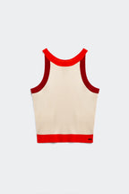 Ribbed Colorblock Red Orange and Cream Cropped Tank | Q2