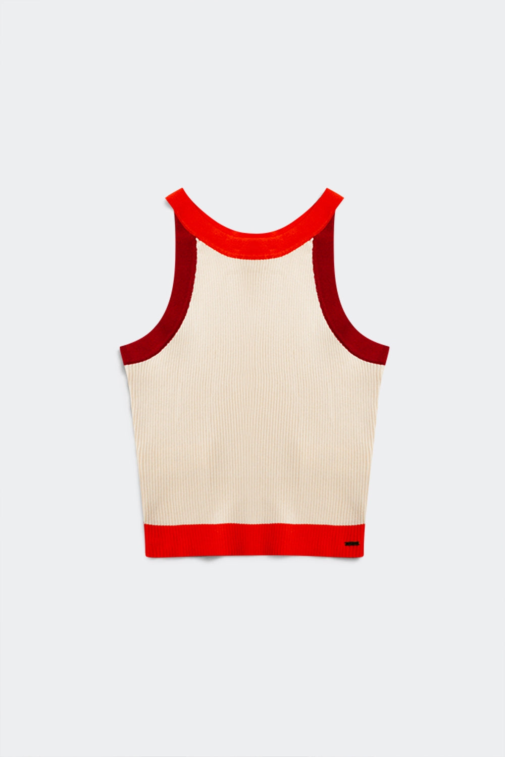 Ribbed Colorblock Red Orange and Cream Cropped Tank | Q2
