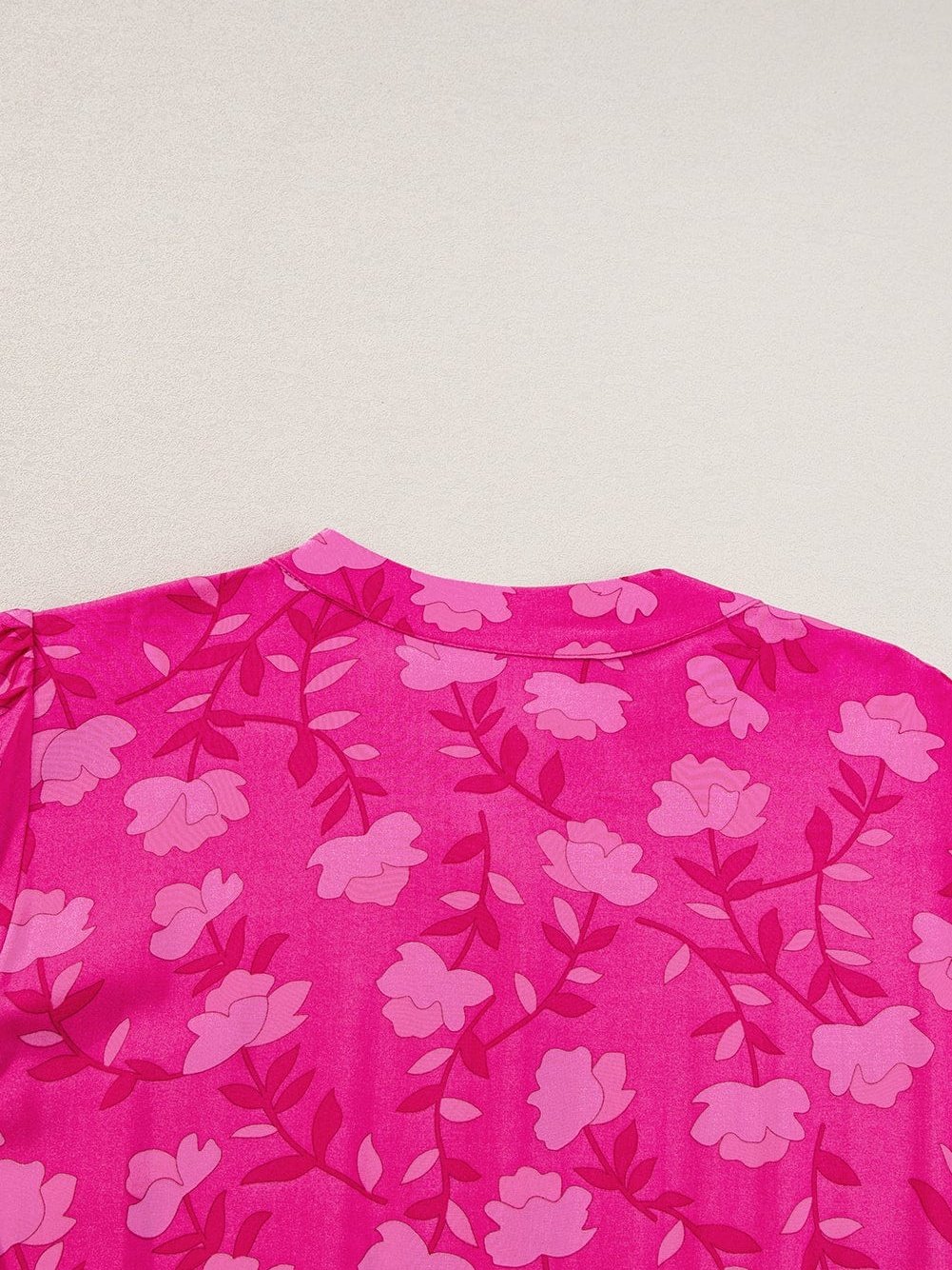 Fuchsia Rose Puff Midi Dress