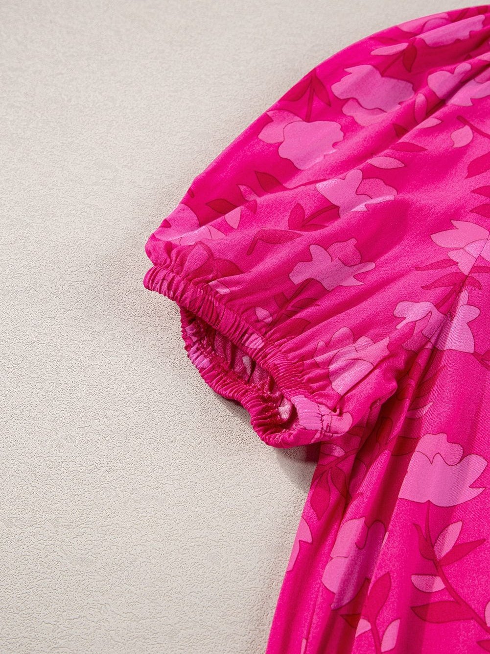 Fuchsia Rose Puff Midi Dress