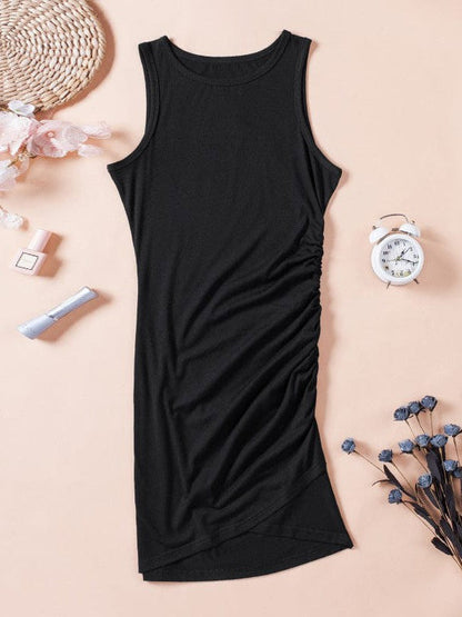 Velvet Pleated Suspenders Cocktail Dress