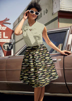 Sage Dot Bow Top in sage green cotton with an oversized neck bow