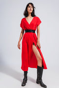 Satin Plunge Waist-Tie Maxi Dress