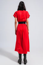Satin Plunge Waist-Tie Maxi Dress