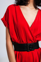 Satin Plunge Waist-Tie Maxi Dress