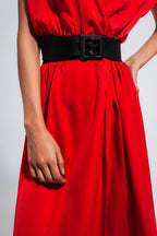 Satin Plunge Waist-Tie Maxi Dress