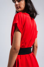 Satin Plunge Waist-Tie Maxi Dress