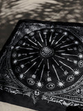 Sigil Print Square Scarf in black with a white occult sigil wheel