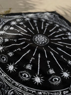 Sigil Print Square Scarf in black with a white occult sigil wheel