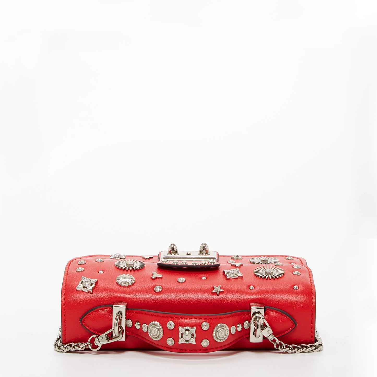 The Hollywood Studded Leather Crossbody Bag in Red