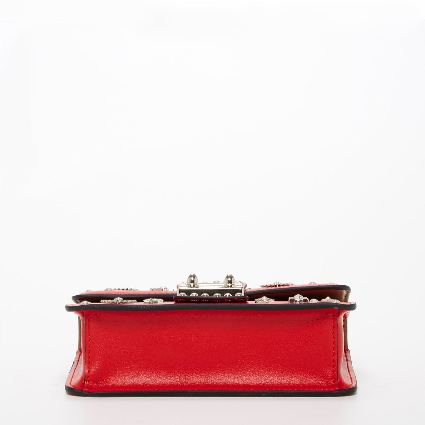 The Hollywood Studded Leather Crossbody Bag in Red