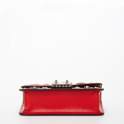 The Hollywood Studded Leather Crossbody Bag in Red