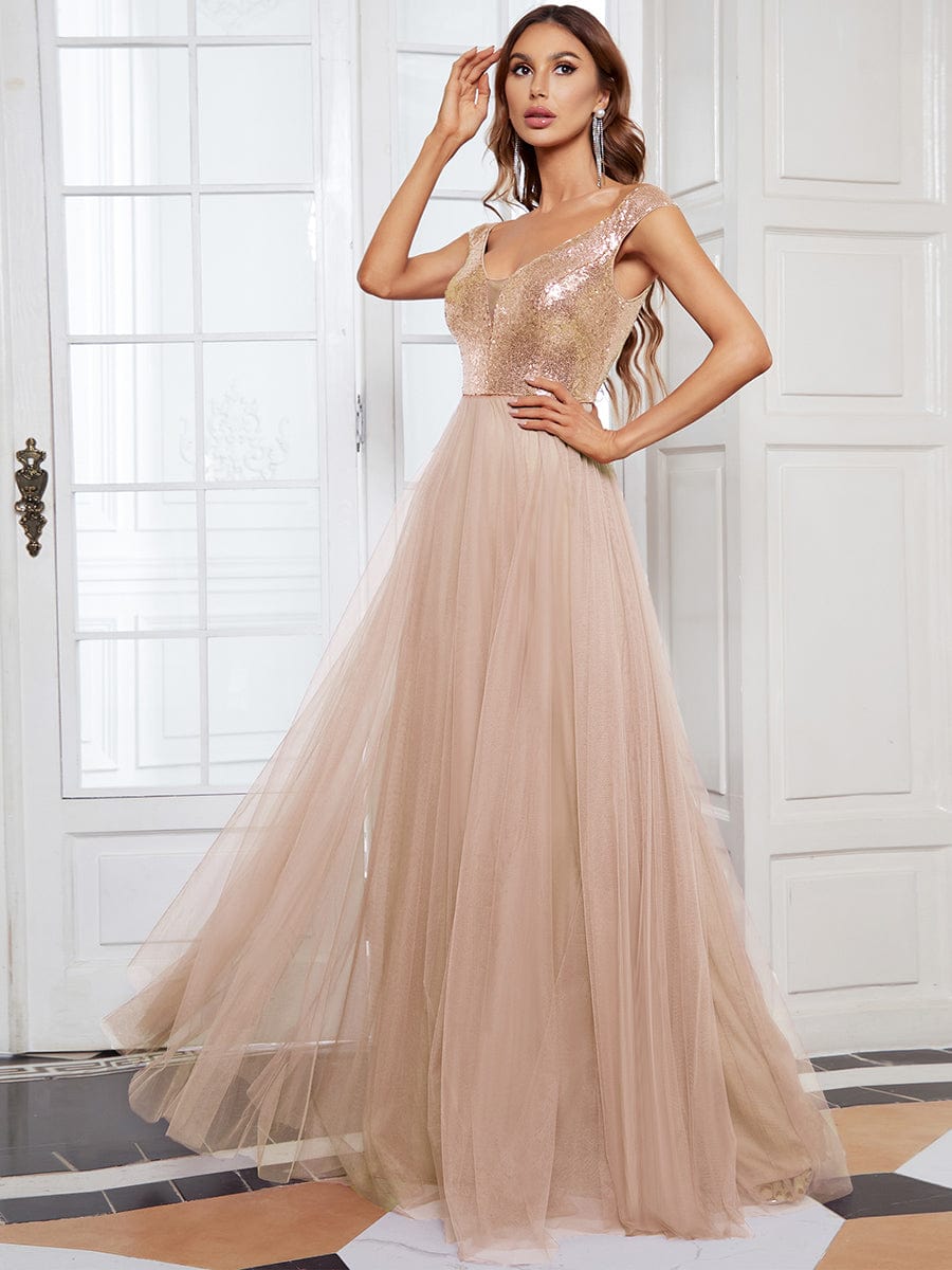 Marquee Off-Shoulder Sequin Tulle Gown