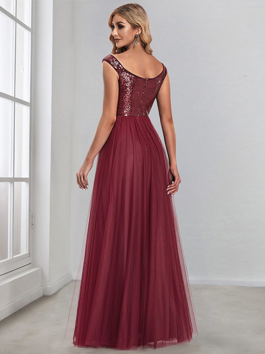 Marquee Off-Shoulder Sequin Tulle Gown