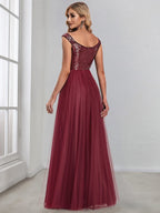 Marquee Off-Shoulder Sequin Tulle Gown