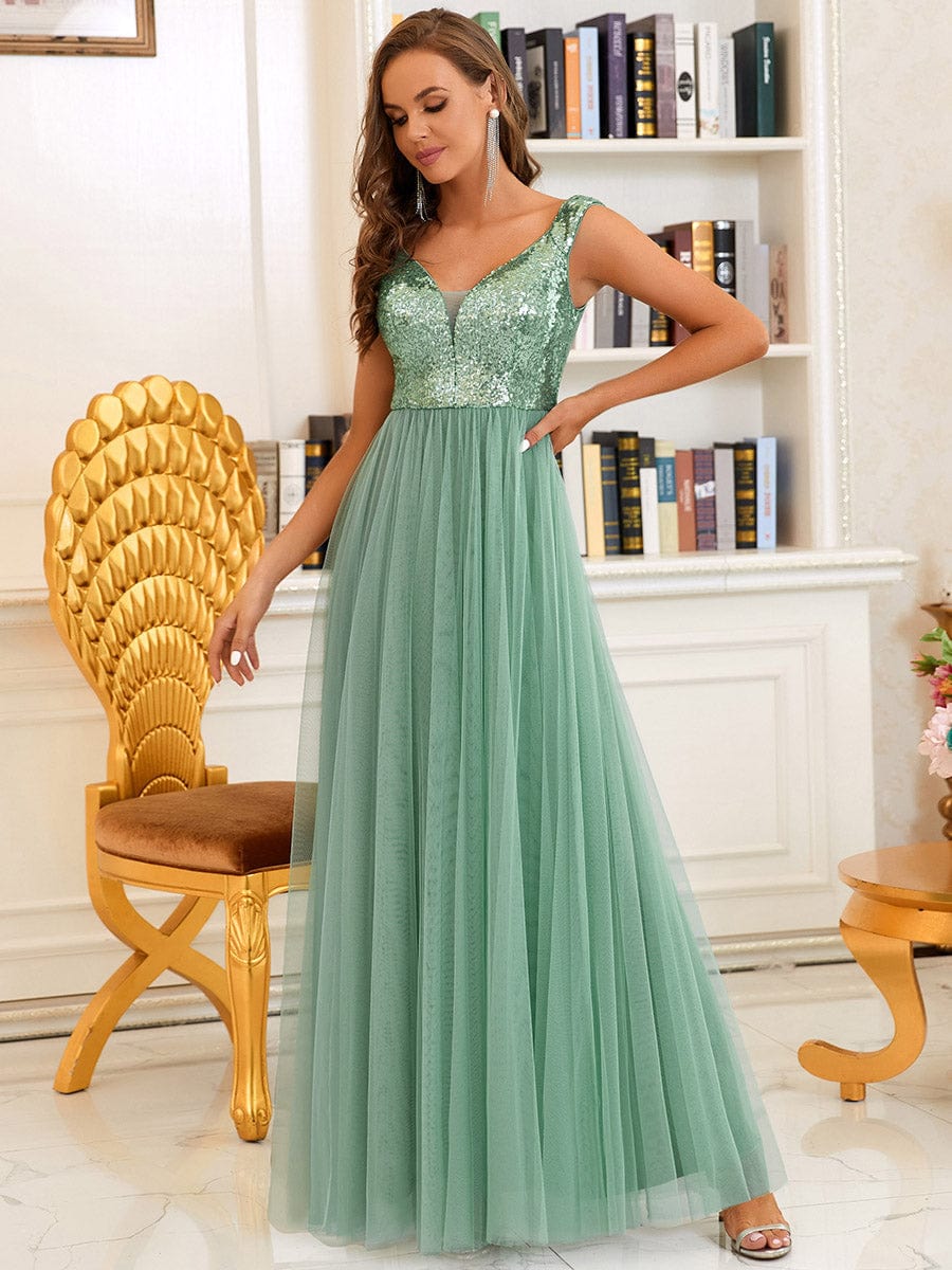 Marquee Off-Shoulder Sequin Tulle Gown