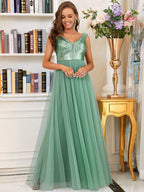 Marquee Off-Shoulder Sequin Tulle Gown