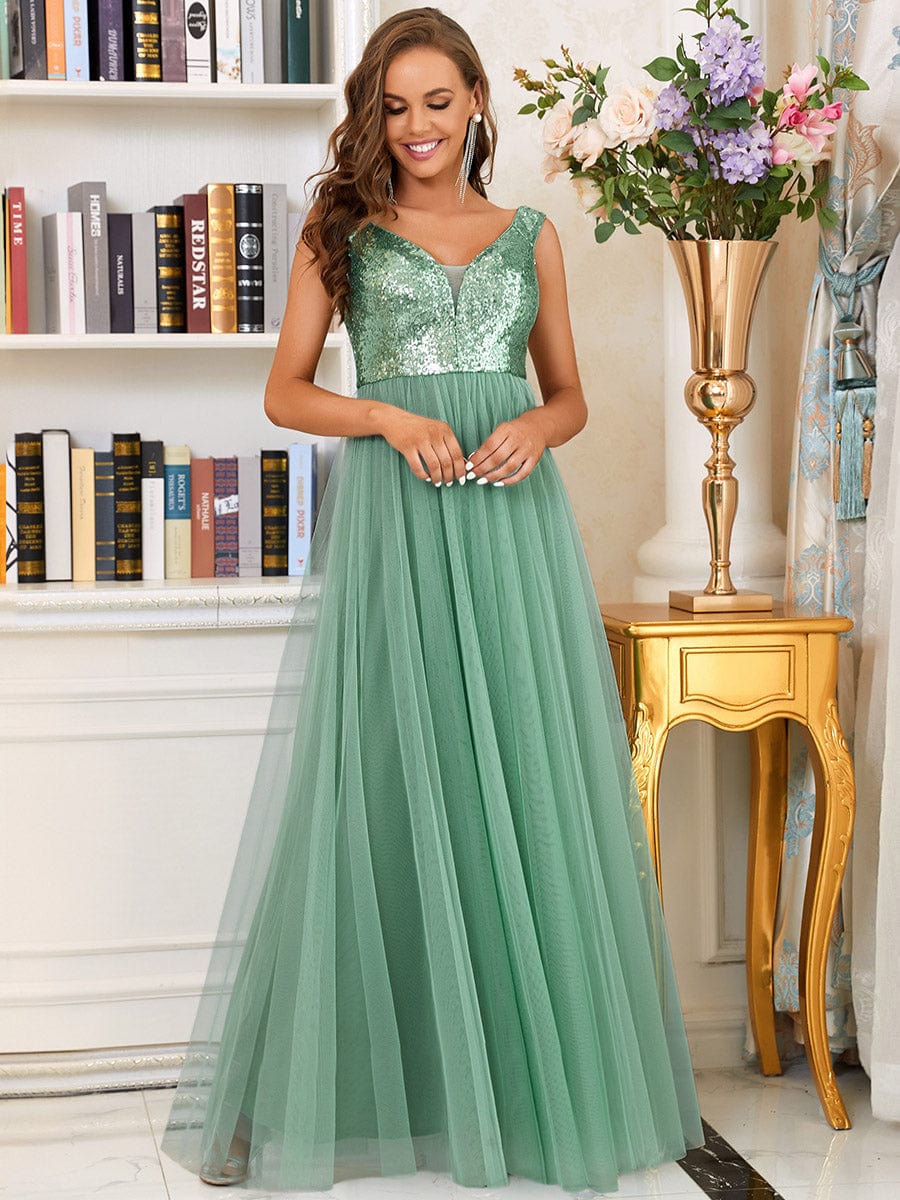 Marquee Off-Shoulder Sequin Tulle Gown
