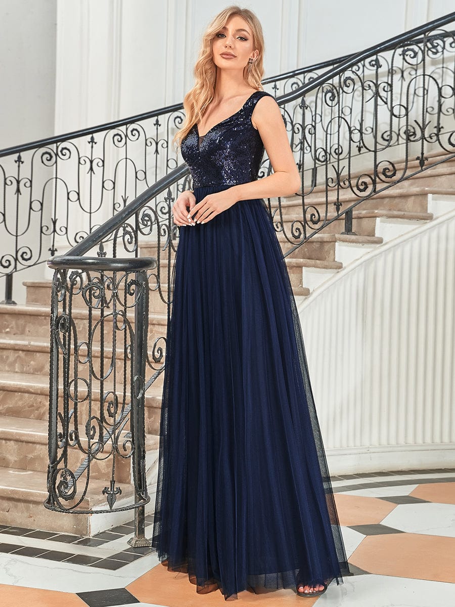Marquee Off-Shoulder Sequin Tulle Gown