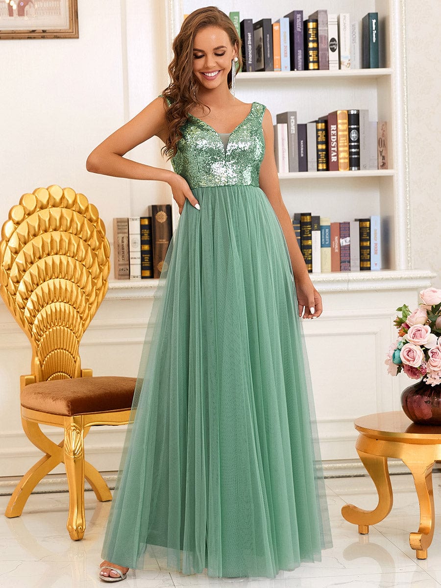 Marquee Off-Shoulder Sequin Tulle Gown