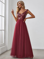 Marquee Off-Shoulder Sequin Tulle Gown