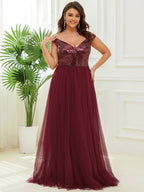 Marquee Off-Shoulder Sequin Tulle Gown