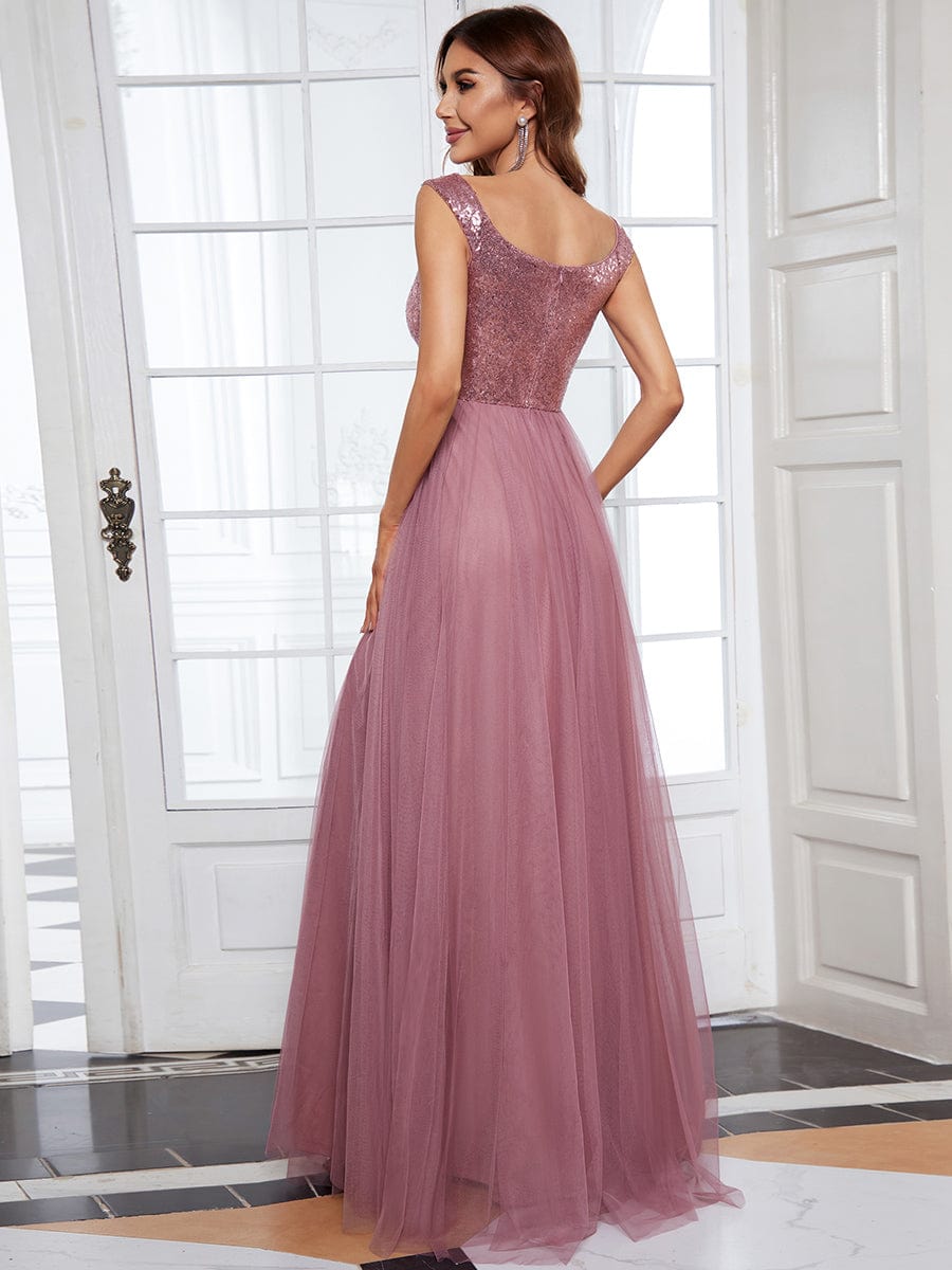 Marquee Off-Shoulder Sequin Tulle Gown