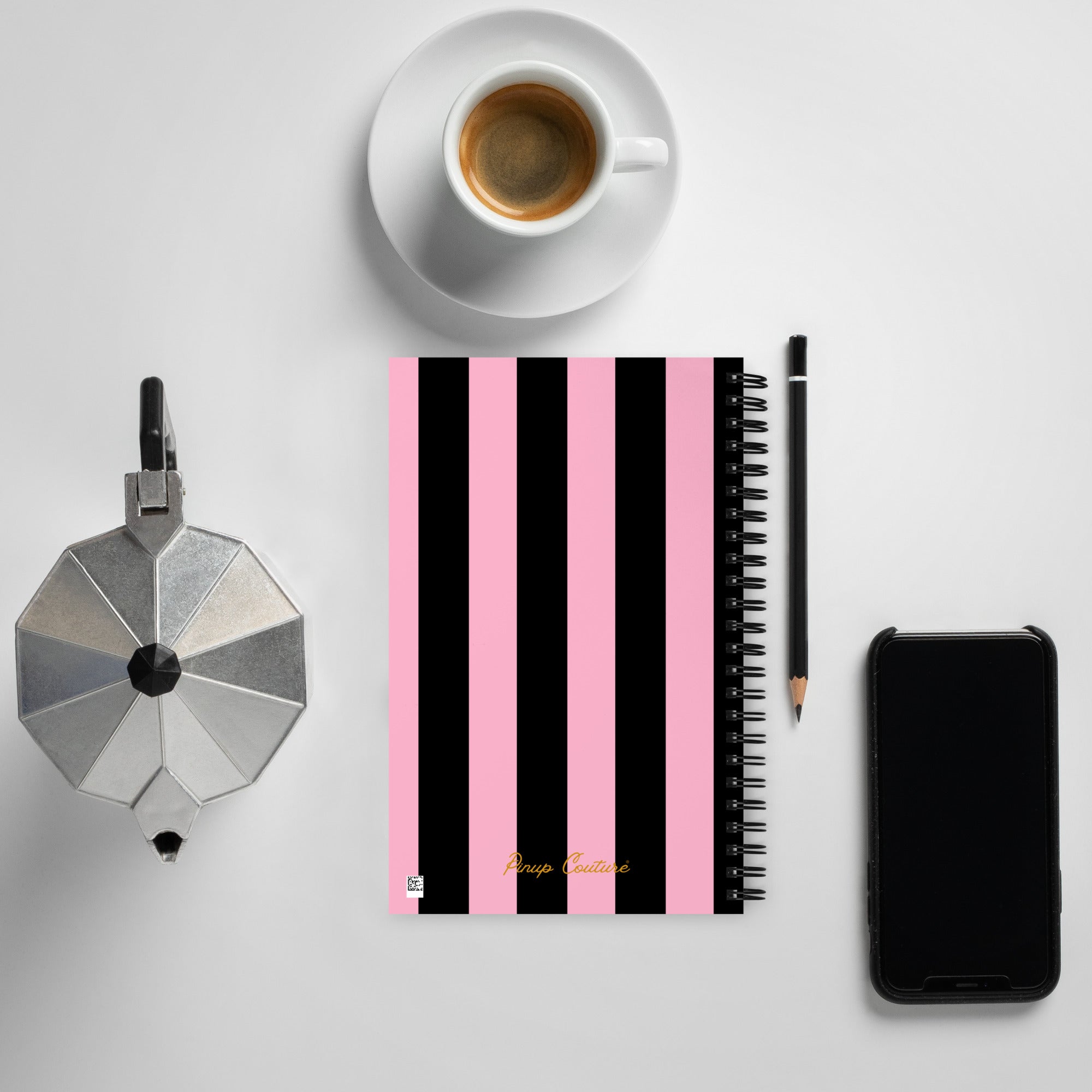 Pink & Black Mark Stripe 8 x 5 Spiral Notebook