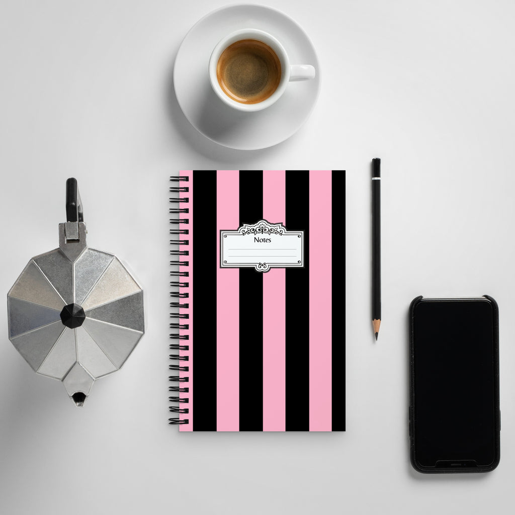 Pink & Black Mark Stripe 8 x 5 Spiral Notebook