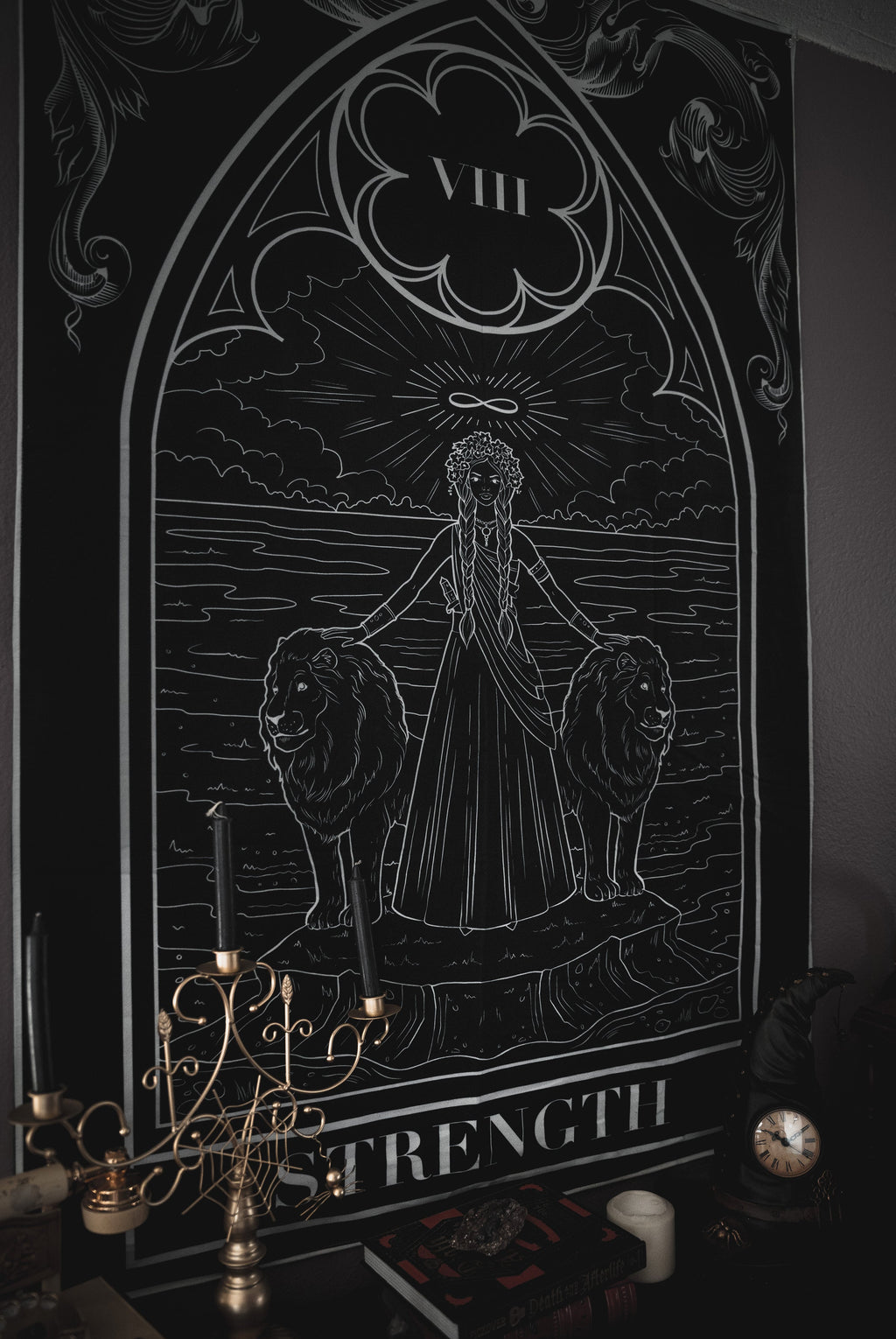 Strength tarot card wall tapestry