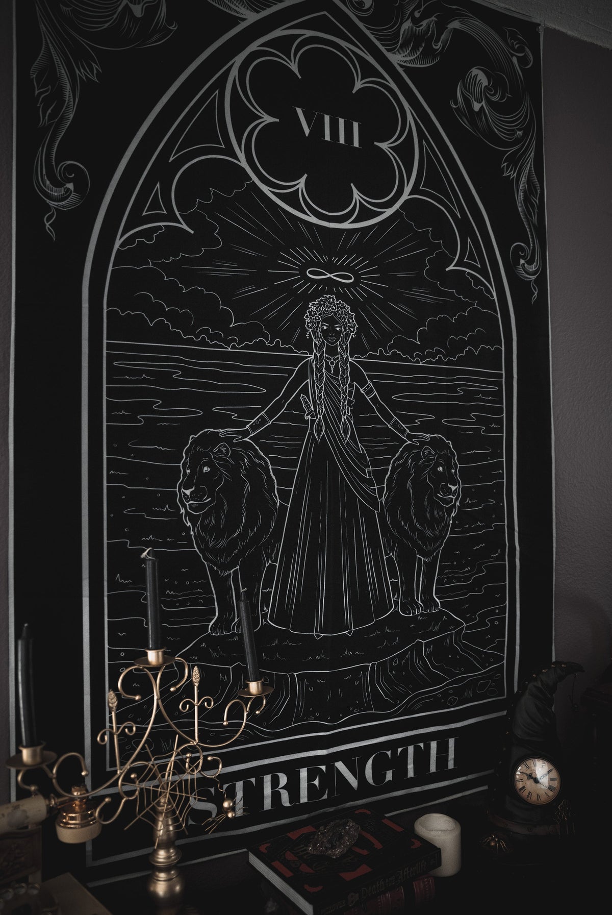 Strength tarot card wall tapestry