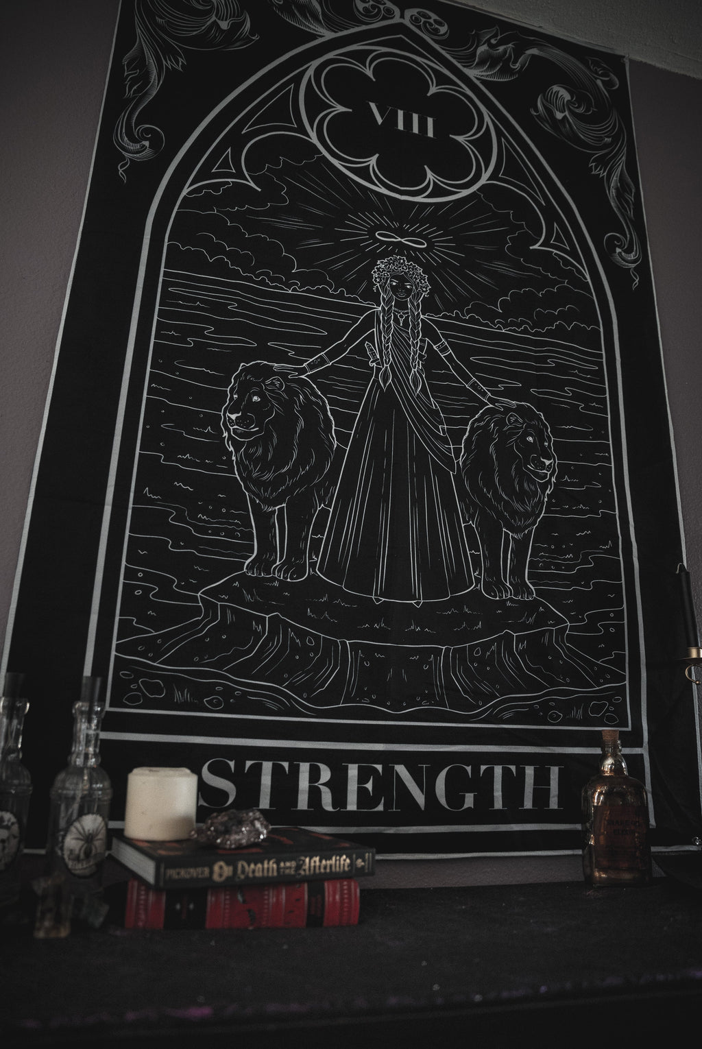 Strength tarot card wall tapestry