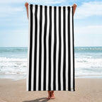 Arden Black & White Mark Stripe Beach & Bath Towel