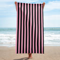 Arden Candy Cane Pink & Black Mark Stripe Beach & Bath Towel