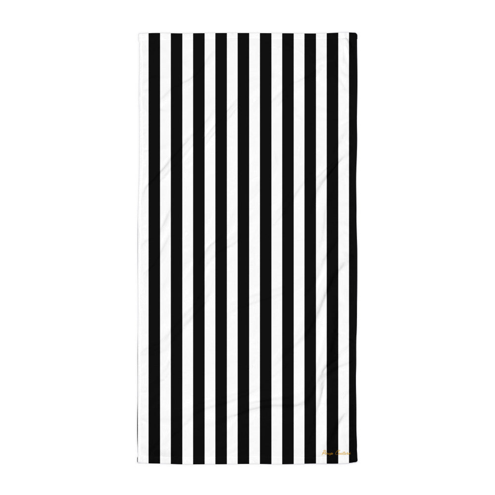Arden Black & White Mark Stripe Beach & Bath Towel